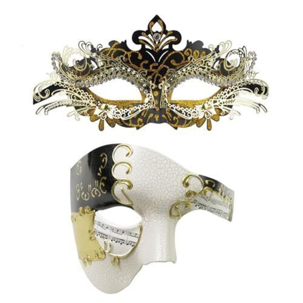 1544 Venetian Masquerade Mask Set Mardi Gras & Halloween Party Mask